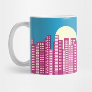 Pink City Skyline Full Moon Night Mug